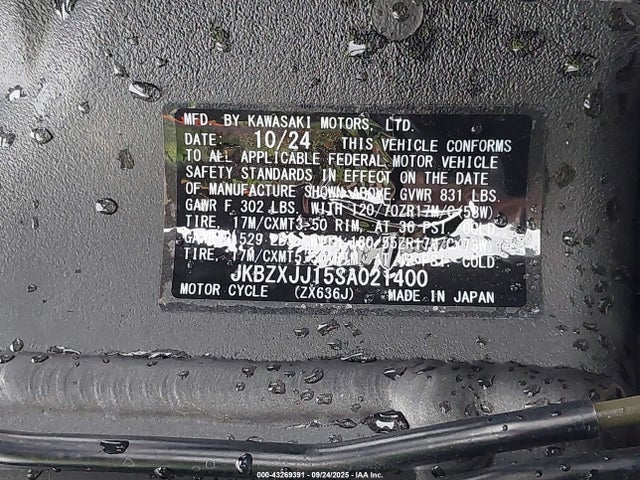 JKBZXJJ15SA021400 Kawasaki Zx636 K