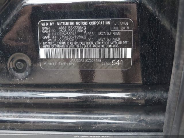 2019 MITSUBISHI OUTLANDER JA4AD3A31KZ007499 Photo 8