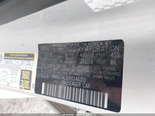 2017 KIA OPTIMA KNAGT4L32H5146351 Photo 8