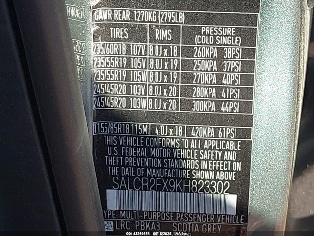 Land Rover aj20p 2019 SALCR2FX9KH823302 Image 9