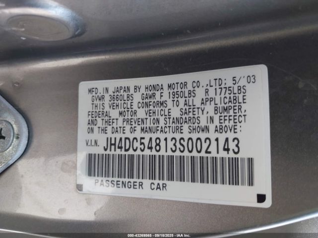 2003 ACURA RSX JH4DC54813S002143 Photo 8