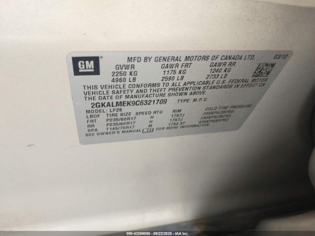 2012 GMC TERRAIN 2GKALMEK9C6321709 Photo 8