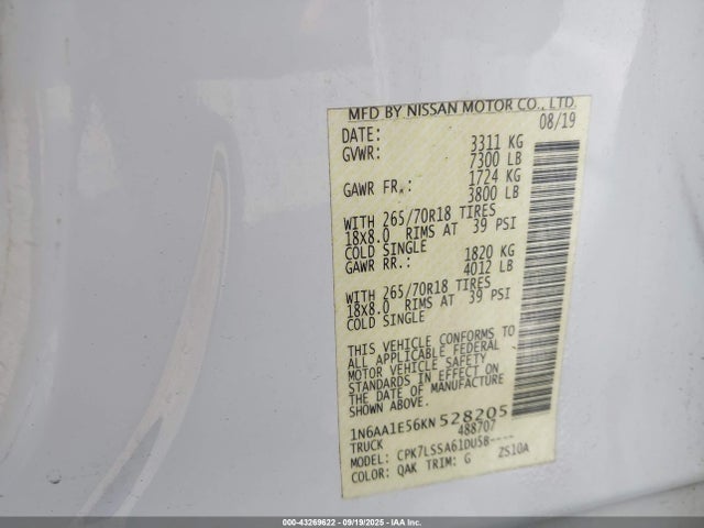 Nissan Titan 2019 1N6AA1E56KN528205 Image 9