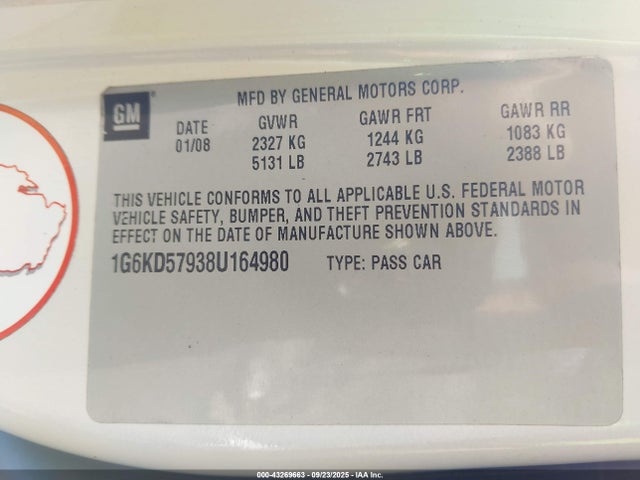 2008 CADILLAC DTS 1G6KD57938U164980 Photo 8