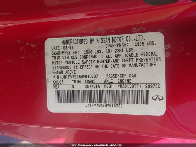 Продаж на аукціоні авто 2017 Infiniti Q60 3.0t Red Sport 400, vin: JN1FV7EK5HM610207, номер лоту: 43269687