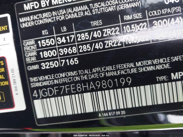 2017 MERCEDES-BENZ AMG GLS 63 4JGDF7FE8HA980199 Photo 8