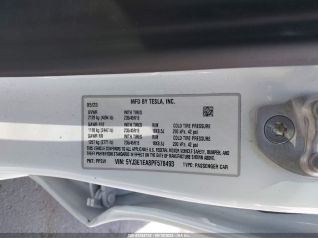 2023 TESLA MODEL 3 5YJ3E1EA8PF578493 Photo 8