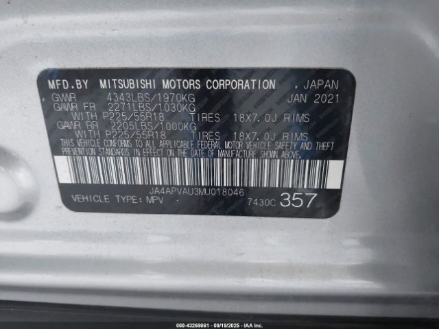 2021 MITSUBISHI OUTLANDER SPORT JA4APVAU3MU018046 Photo 8