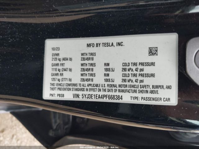 2023 TESLA MODEL 3 5YJ3E1EA4PF668384 Photo 8