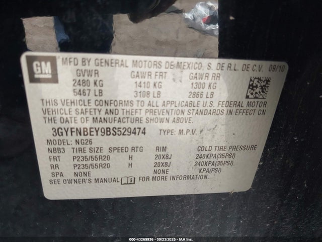 2011 CADILLAC SRX 3GYFNBEY9BS529474 Photo 8