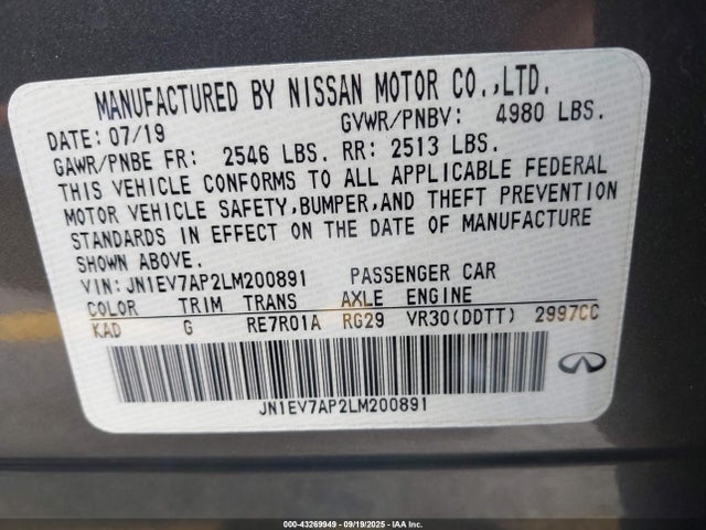 Infiniti Q50 2020 JN1EV7AP2LM200891 Image 9