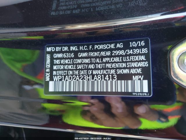 2017 PORSCHE CAYENNE WP1AD2A23HLA81413 Photo 8