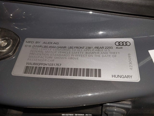 2017 AUDI A3 WAUB8GFF0H1031757 Photo 8