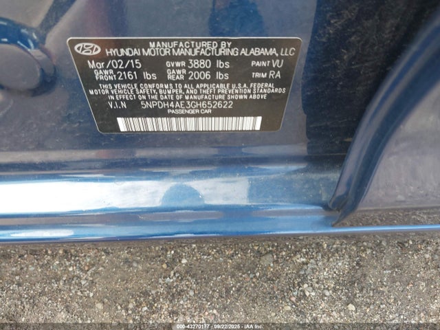 Hyundai dohc mpi nu 2016 5NPDH4AE3GH652622 Image 9
