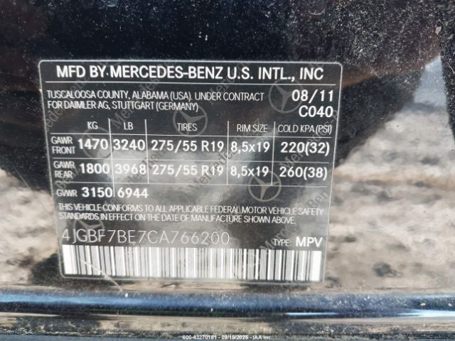 2012 MERCEDES-BENZ GL 450 4JGBF7BE7CA766200 Photo 8