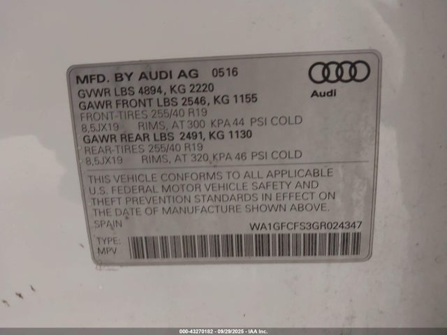 2016 AUDI Q3 WA1GFCFS3GR024347 Photo 8