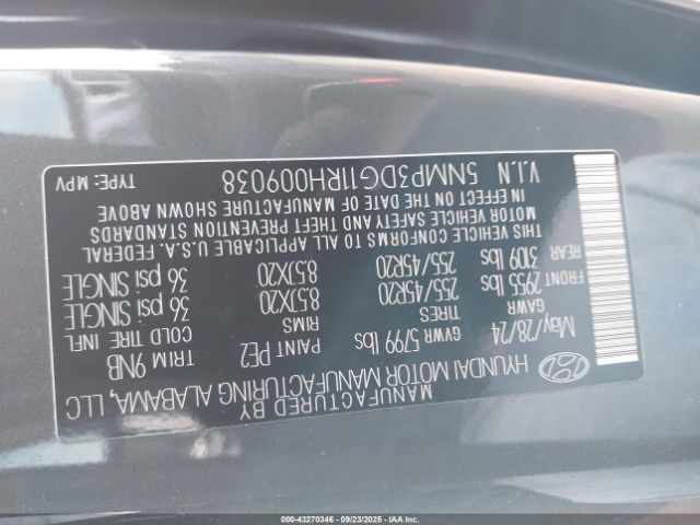 2024 HYUNDAI SANTA FE HYBRID 5NMP3DG11RH009038 Photo 8