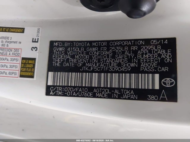 Scion 2ar-fe 2015 JTKJF5C71F3090459 Image 9