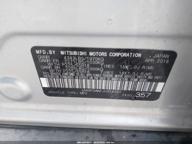 2018 MITSUBISHI OUTLANDER SPORT JA4AP3AW1JU014367 Photo 8