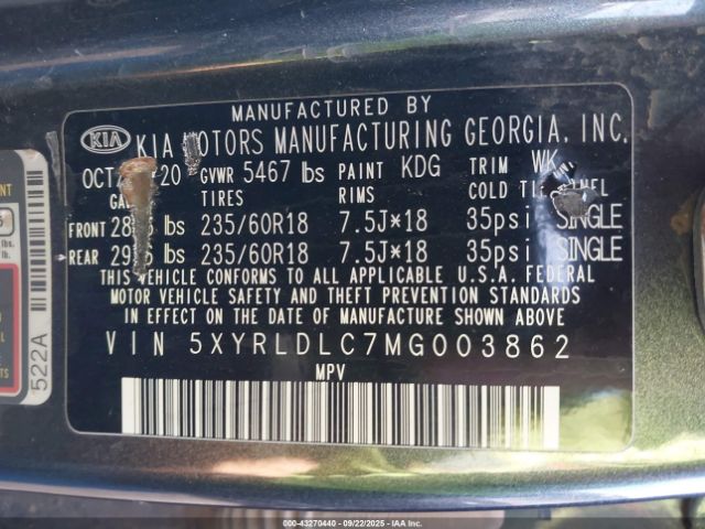 2021 KIA SORENTO 5XYRLDLC7MG003862 Photo 8