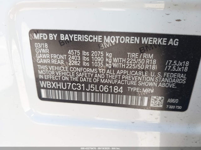 WBXHU7C31J5L06184 BMW X1