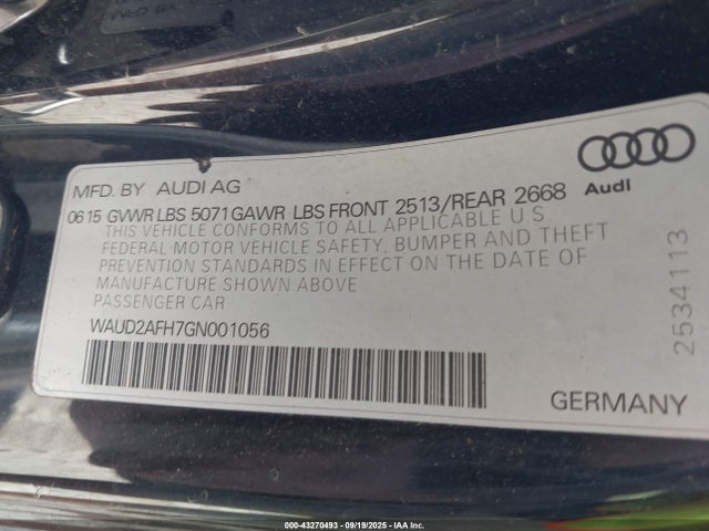 2016 AUDI A5 WAUD2AFH7GN001056 Photo 8