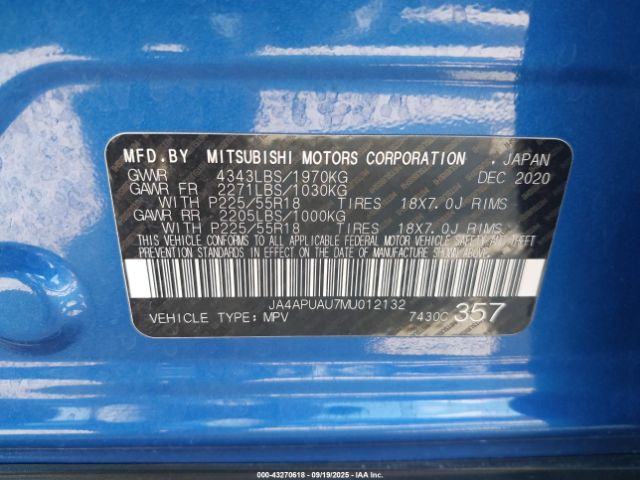 2021 MITSUBISHI OUTLANDER SPORT JA4APUAU7MU012132 Photo 8