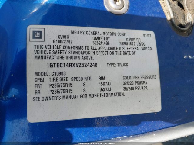 1997 GMC SIERRA 1500 1GTEC14RXVZ524240 Photo 8