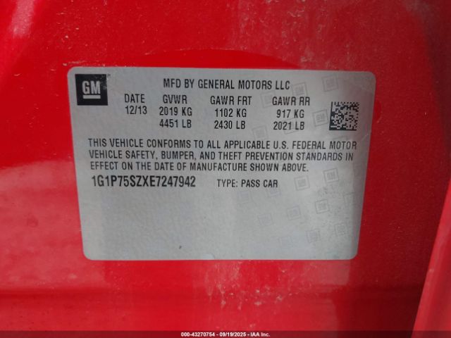 2014 CHEVROLET CRUZE 1G1P75SZXE7247942 Photo 8