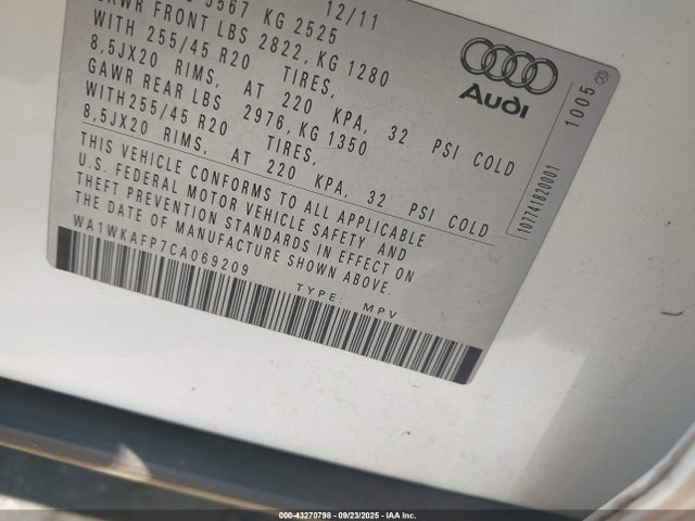 2012 AUDI Q5 WA1WKAFP7CA069209 Photo 8