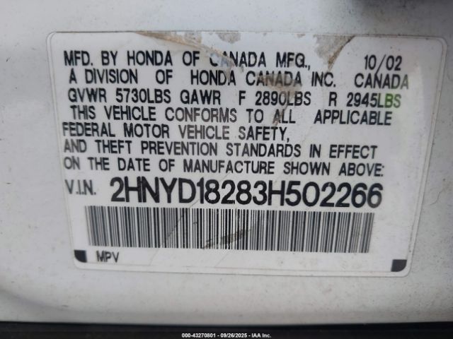 2003 ACURA MDX 2HNYD18283H502266 Photo 8