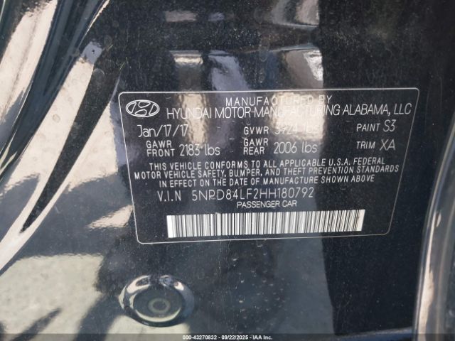 2017 HYUNDAI ELANTRA 5NPD84LF2HH180792 Photo 8