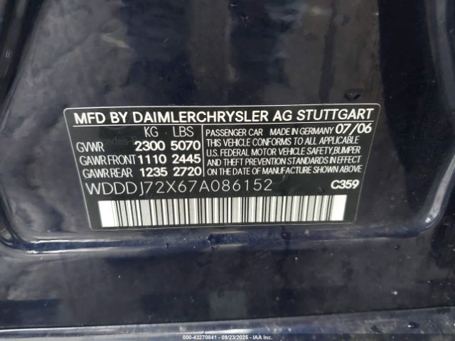2007 MERCEDES-BENZ CLS 550 WDDDJ72X67A086152 Photo 8