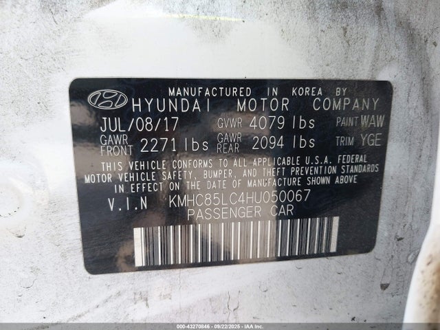 KMHC85LC4HU050067 Hyundai gdi kappa