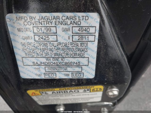 1999 JAGUAR XJ8 SAJHD6046XC866745 Photo 8