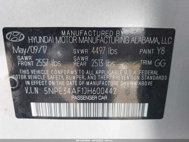 5NPE34AF1JH600442 Hyundai gdi theta-ii