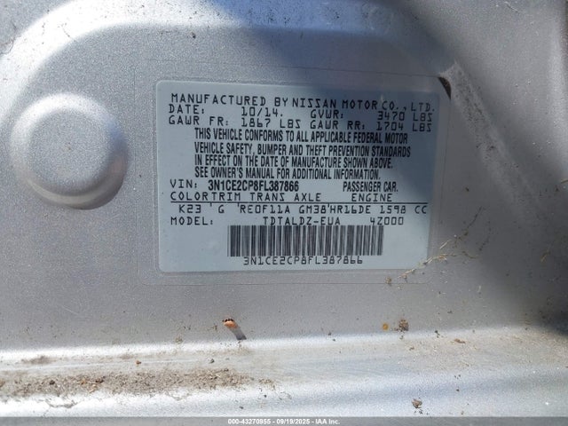 Nissan VERSA NOTE 2015 3N1CE2CP8FL387866 Image 9