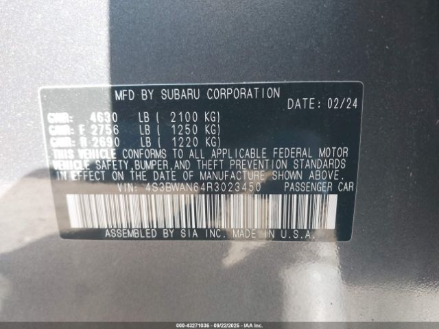 2024 SUBARU LEGACY 4S3BWAN64R3023450 Photo 8