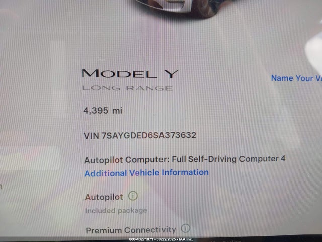 2025 TESLA MODEL Y 7SAYGDED6SA373632 Photo 6