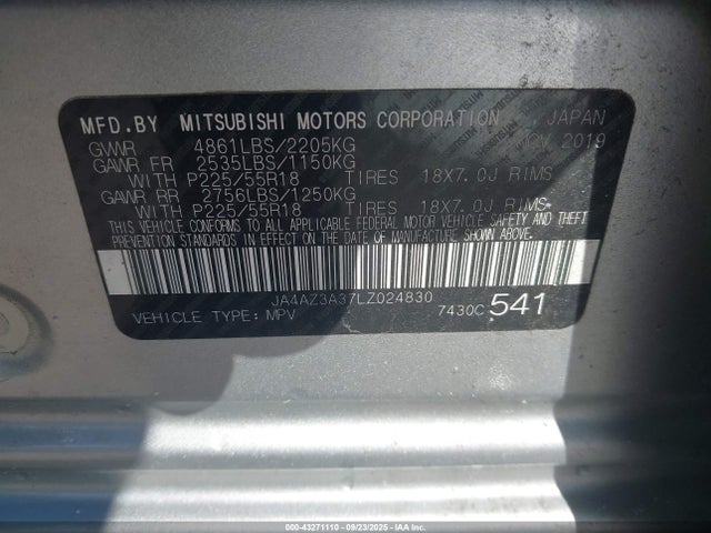 2020 MITSUBISHI OUTLANDER JA4AZ3A37LZ024830 Photo 8