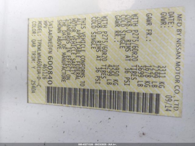 2015 NISSAN ARMADA 5N1AA0NE0FN600840 Photo 8