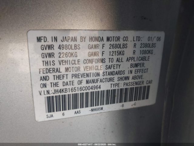 2006 ACURA RL JH4KB16516C004964 Photo 8