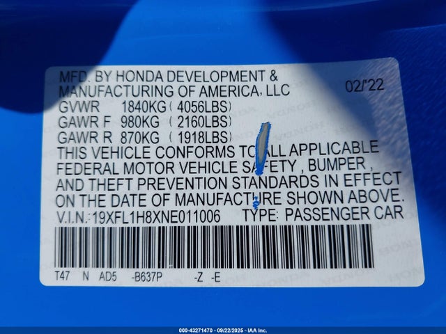 19XFL1H8XNE011006 Honda l15b7