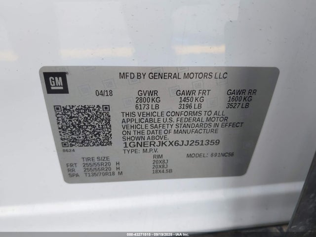 1GNERJKX6JJ251359 Chevrolet Ltg - Sidi, Alum Dohc, Vvt, Dcvcp