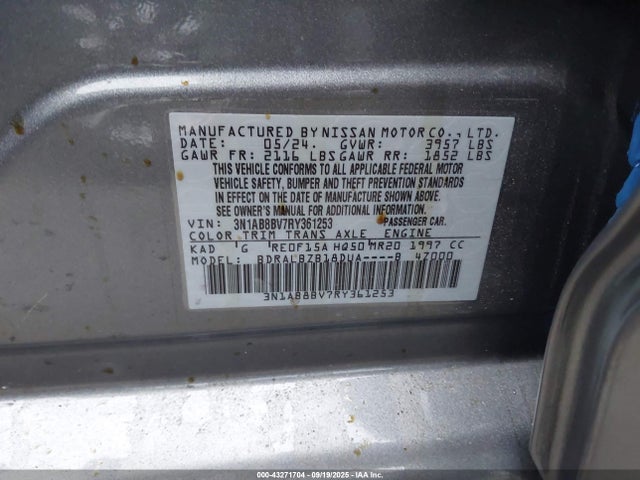 Nissan Sentra S Xtronic Cvt 2024 3N1AB8BV7RY361253 Image 9