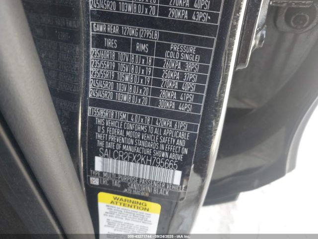 2019 LAND ROVER DISCOVERY SPORT SALCR2FX2KH795665 Photo 8