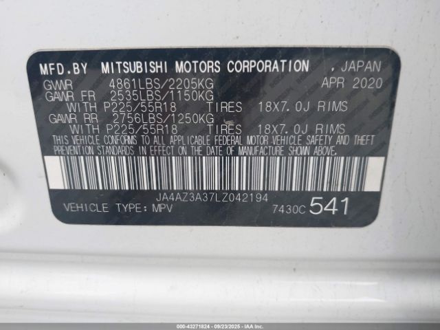 2020 MITSUBISHI OUTLANDER JA4AZ3A37LZ042194 Photo 8