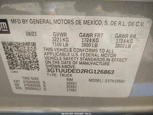 3GTUUDED2RG126863 GMC l84