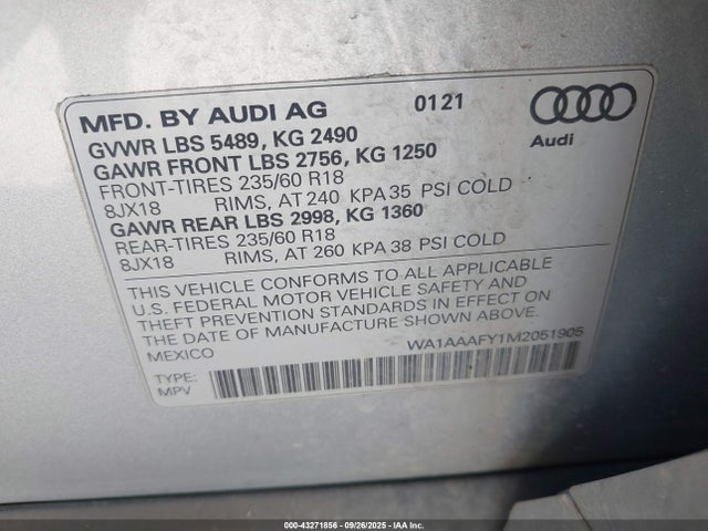 2021 AUDI Q5 WA1AAAFY1M2051905 Photo 8