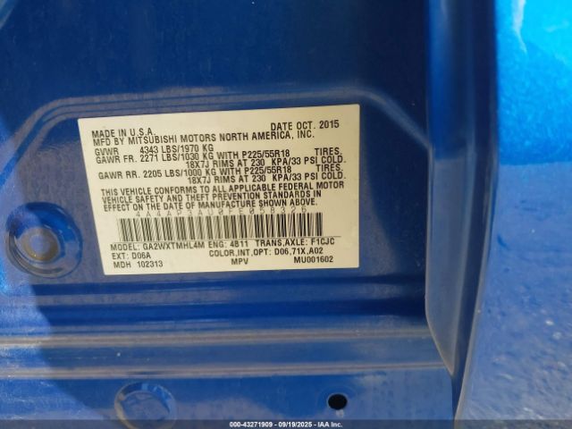 2015 MITSUBISHI OUTLANDER SPORT 4A4AP3AU0FE058326 Photo 8